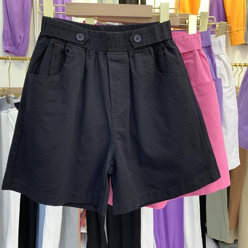 Cowboy Wide Leg Shorts for Women In Summer Hong Kong Style Dad Student Wearing Five Quarter Pants Loose Cotton Wide Leg Pants