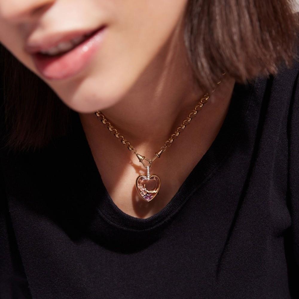 Rectangle Heart-shaped Box Necklace Hollow Design Chain Necklace Women Accessories