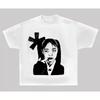 Men's Y2K Harajuku Pattern T Shirt - Black and White Punk Street Style Summer New Fashion Printed Unisex T Shirt