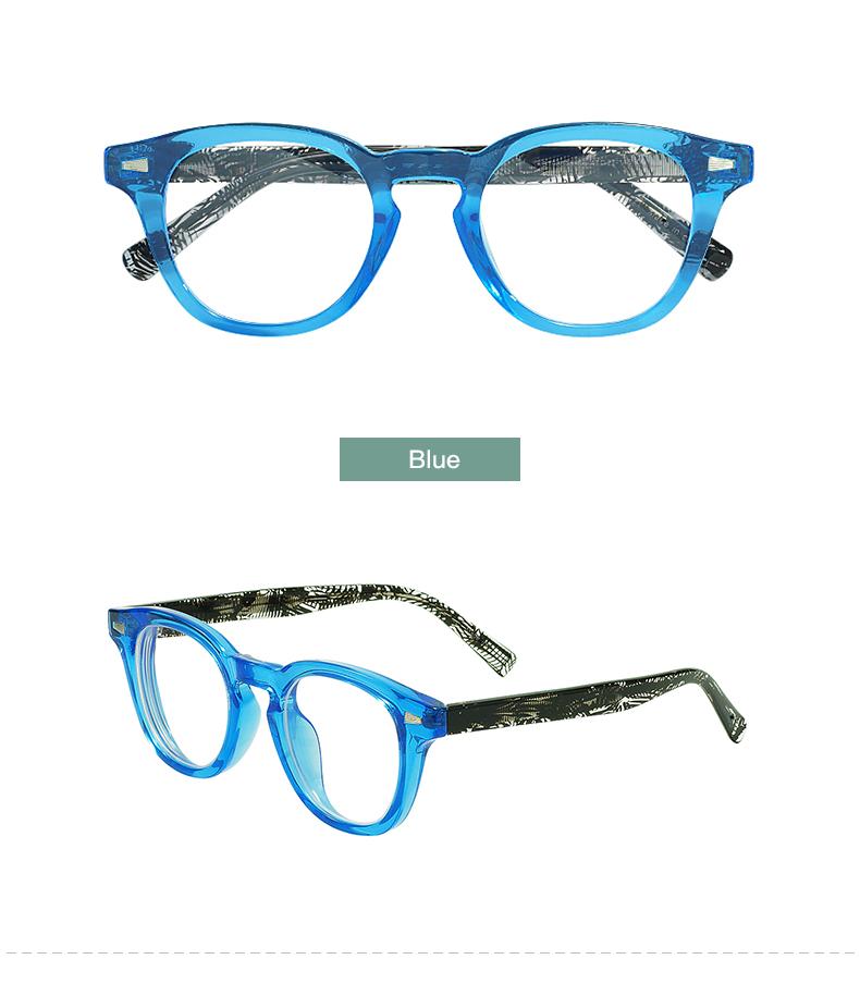 

Clear Men Women Eyeglasses Retro Round Vintage Spectacles Stylish Acetate Full Rim Glasses Frame For Optical Prescription Lenses синий