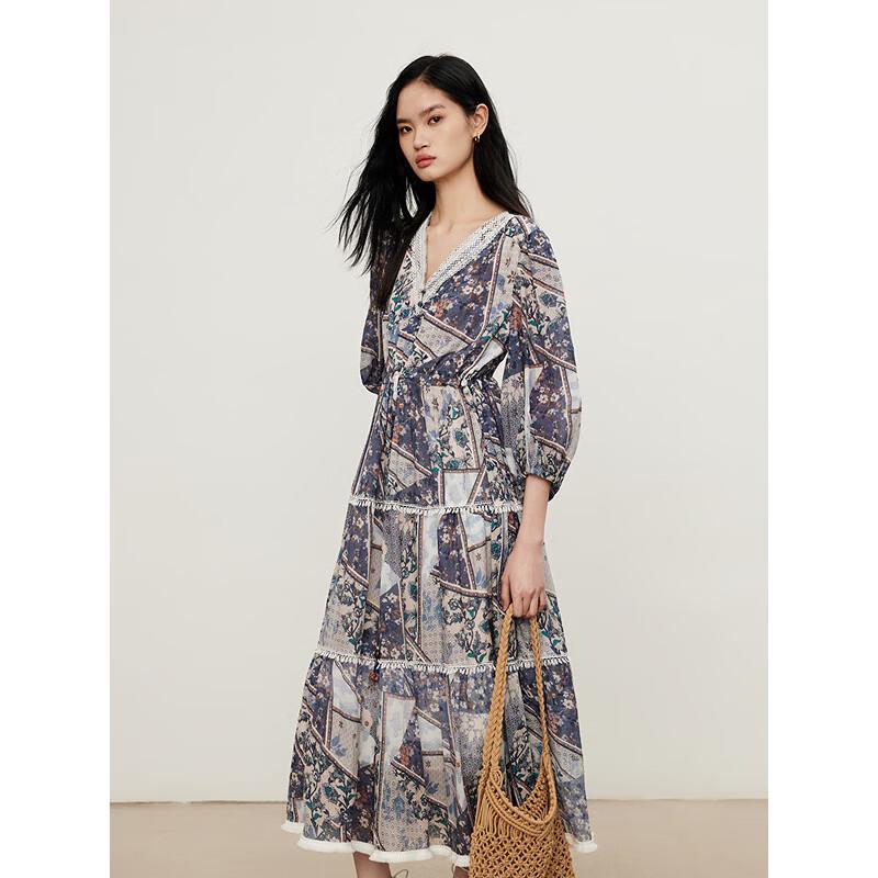 Elegant Floral Print Midi Dress S