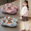 Girls' Sparkling Rhinestone Princess Shoes, Spring/autumn Collection, with a Bow, Flat Sole, Shallow Toe, and Soft Insole, Suitable for Children and