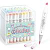 Ohuhu Illustration Brush Broad 48 Pastel Light Sanrio X Ohuhu Sanrio Professional Marker Includes 1 Blender Honolulu Series Markers, Tip, Tip, Colors,