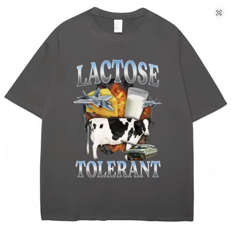

Lactose Tolerant Funny Milk Print T Shirt Unisex Women Retro Fashion Short Sleeve 100 Cotton Summer Casual Humor T Shirts Gifts 4XL