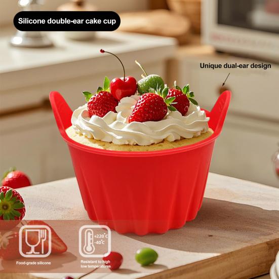 Silikon Bake Muffinsformer Matkvalitet Non-Stick Cupcake Papirformer for Muffins Godteri Gjenbrukbare Kakekopper Holdere for Selskaper