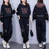 Plus Size Fat Sister Suit Women's Plus Velvet Thick Autumn Hooded Sweater Harem Pants Casual Two-piece Suit