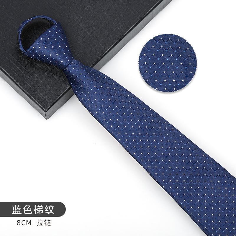 Business Blue Formal Tie Zipper Groom Wedding Korean Version Narrow Lazy Without Striped Bow Tie Plaid