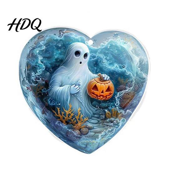 Halloween Keychain Party Favors Ghost Keychain Spooky Pumpkin Keyring Pendant Decorative Car Rearview Mirror Pendants Cute Heart Bag Charm
