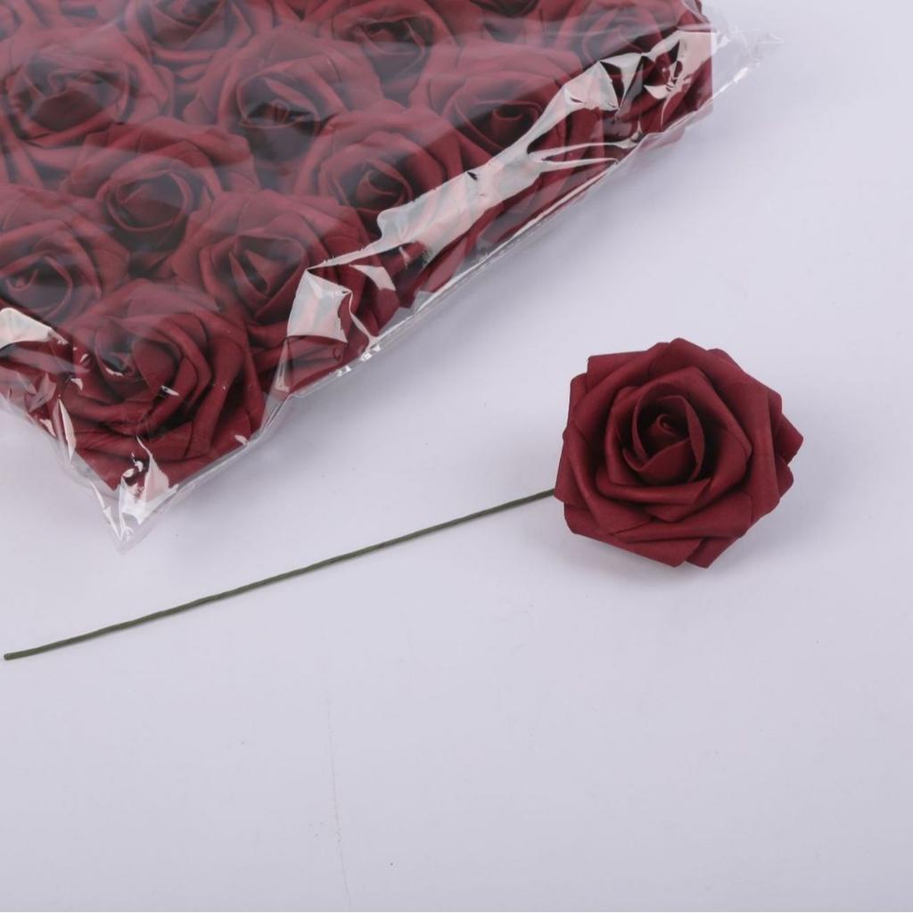 Gefärbte Pe-Schaumstoff-Blütenköpfe Hohe Imitation Farbverlauf Farbe Rose Valentinstag Bogen Handstrauß Material