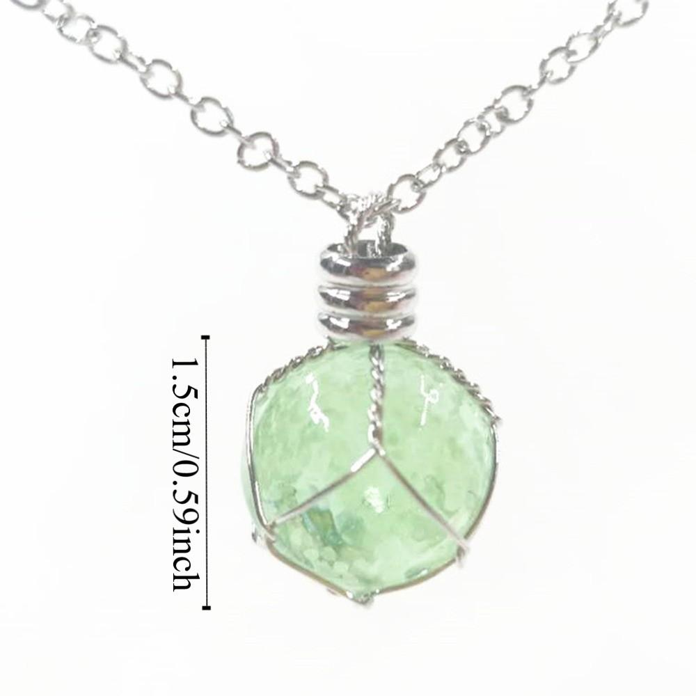 Glass Luminous Ball Neck Chain Hand Woven Round Luminous Pendant Luminous Glass Necklace  Women