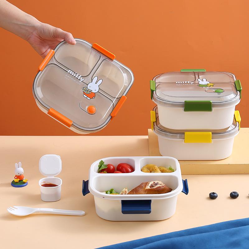 Miffy Cartoon Bento Lunch Box - Microwaveable 3-Compartment for Adults and Students