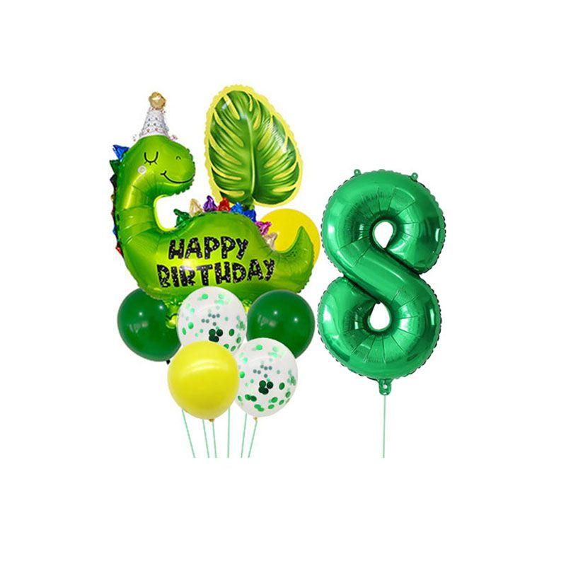 Cartoon Dinosaur Digital Balloons Set - Children's Birthday Party Balloon Set with Dinosaur-themed Aluminum Film Balloons Set