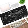 HYBXAXC Tactical Blueprint Gaming Desk Mat Mouse Pad Gun Schematic Deskpad NonSlip Cute Extended Gaming Keyboard Mats Gamer