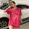 Summer New Short-sleeved Lower Clothes Disappear T-shirt Women's Ins Fire Medium and Long Loose Half-sleeved Top Tide