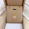 Titanium Steel Micro-Inlaid Luxury Necklace: Elegant Full Diamond Gold Design for Women