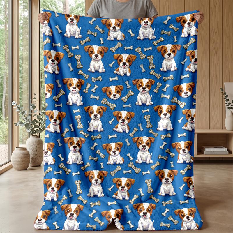 Puppy Party Pattern 1 Theme blanket Lightweight Warm Flannel Blanket Decorative Throw Blanket for Home Decoration