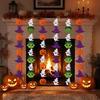 Horror Backdrop Decor Halloween Party Felt Hanging Garland, Creepy Pumpkin Ghost Skull Witch Hat Indoor Outdoor Festive Banners Streamer,