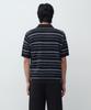 MUSINSA STANDARD Multi-Stripe Collared Short Sleeve Knit [Black]