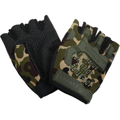 Half-Finger Tactical Gloves, Fingerless, for Cycling, Fishing, Airsoft, and Adventure (Camouflage)