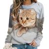 Autumn High Quality Women's Round Neck Long Sleeve 3D Printed Pet Cat Pattern Fashion Casual Women's Plus Size XXS-6XL