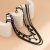 4pcs Gothic Black Star Element Pendant Tassel Hip Hop Retro Chain Necklace Set Party Jewelry for Women.Kpop Style Jewelry