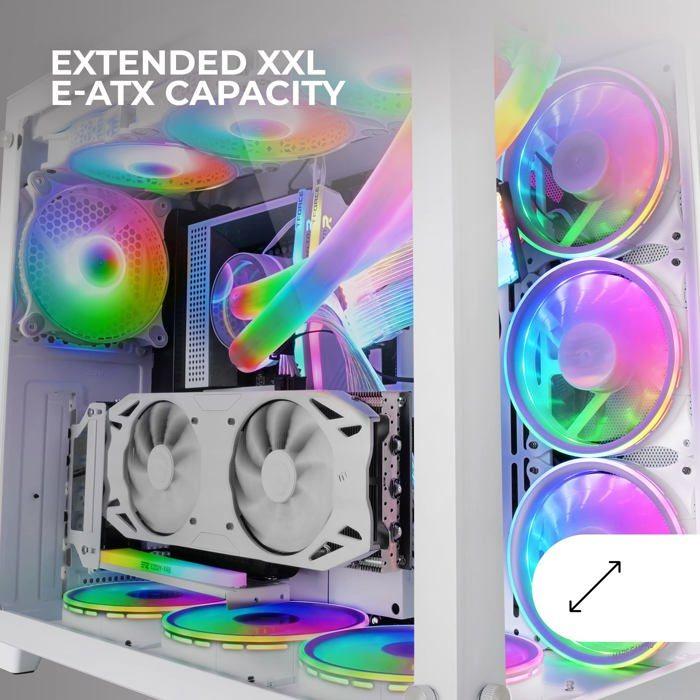 Tour Gaming Custom XXL E-ATX - Mars Gaming - MCV3 - Verre Trempé - Cadre Modulaire - Blanc
