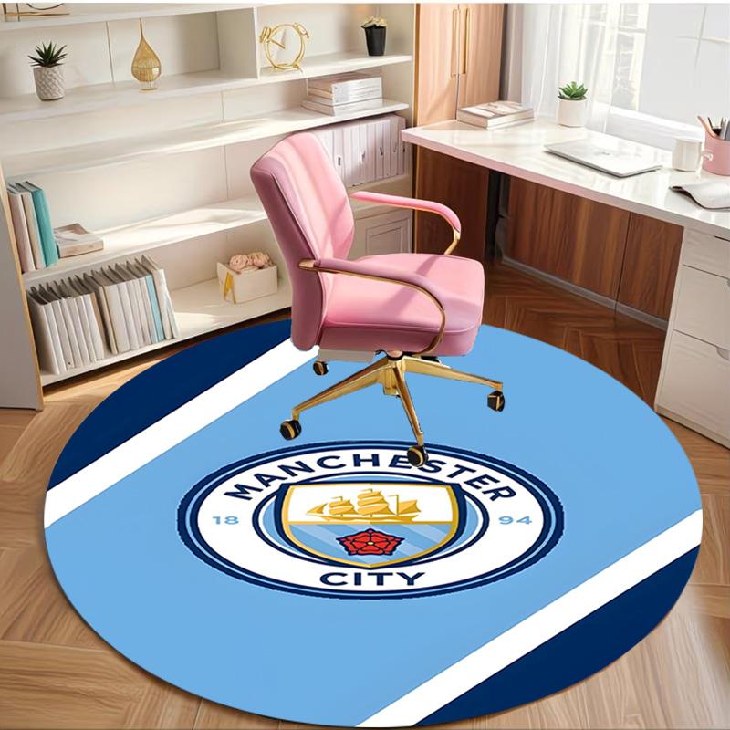 Manchester City FC Print Round Rug, Washable Floor Carpet, For Entryway Dorm Laundry Room Office Study, Home Decor Birthday Christmas Gift