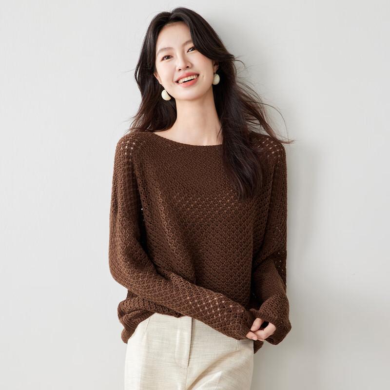 

Women s Open-Knit Cropped Bardot Neck Pullover Sweater One Size