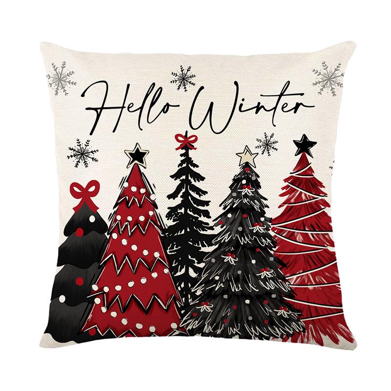 New Christmas Pillow Cover Polyester Printed Letter Cushion Cover Christmas Tree Letter Cushion Cover