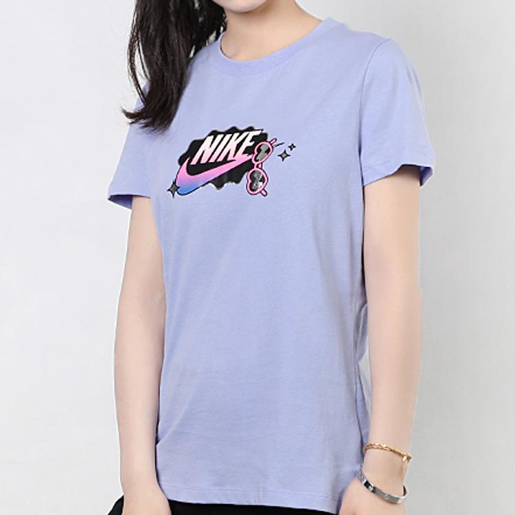 Nike Sportswear Short Sleeve T-Shirt With Print Women Tops Blue CU9696-569
