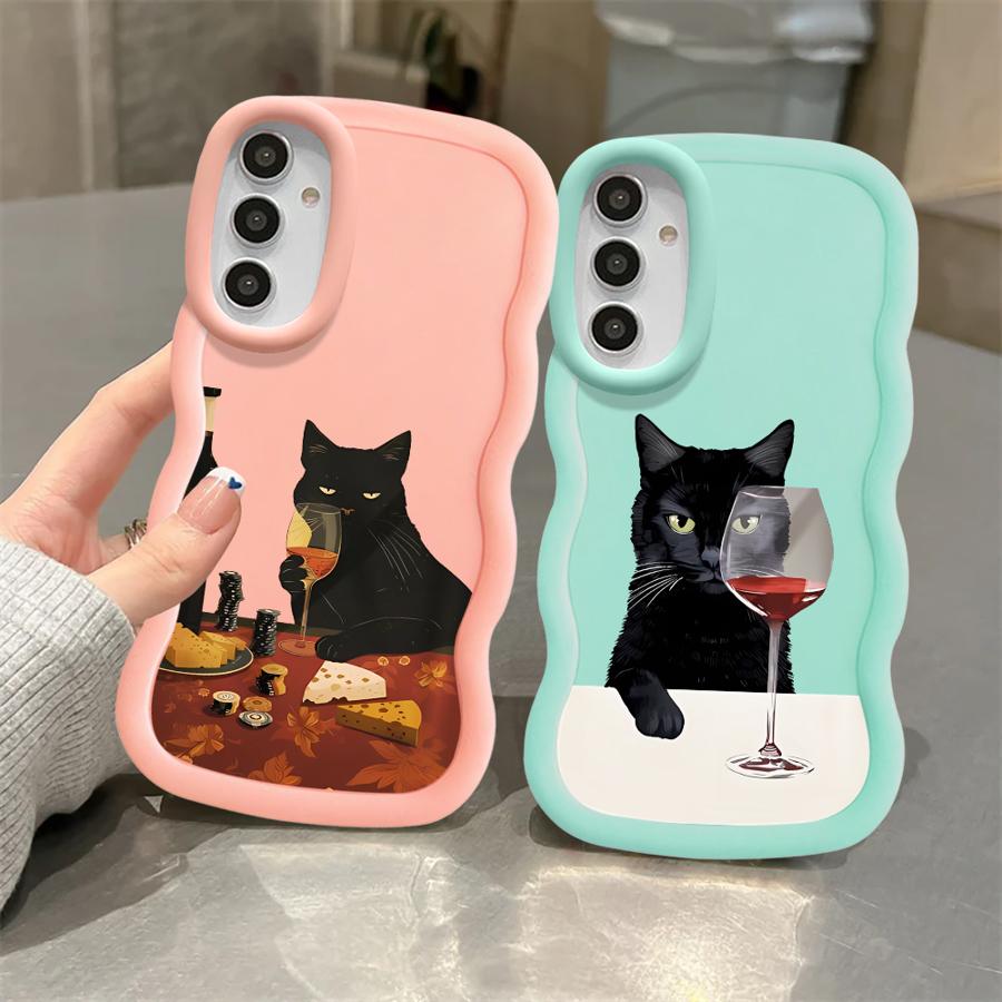 Leicht betrunkene Katze Hülle für Samsung Galaxy A14 A16 A13 A12 A15 A11 A21s A52 Weiche Handyhülle A06 A22 A33 A53 A04 A03 A05 A23