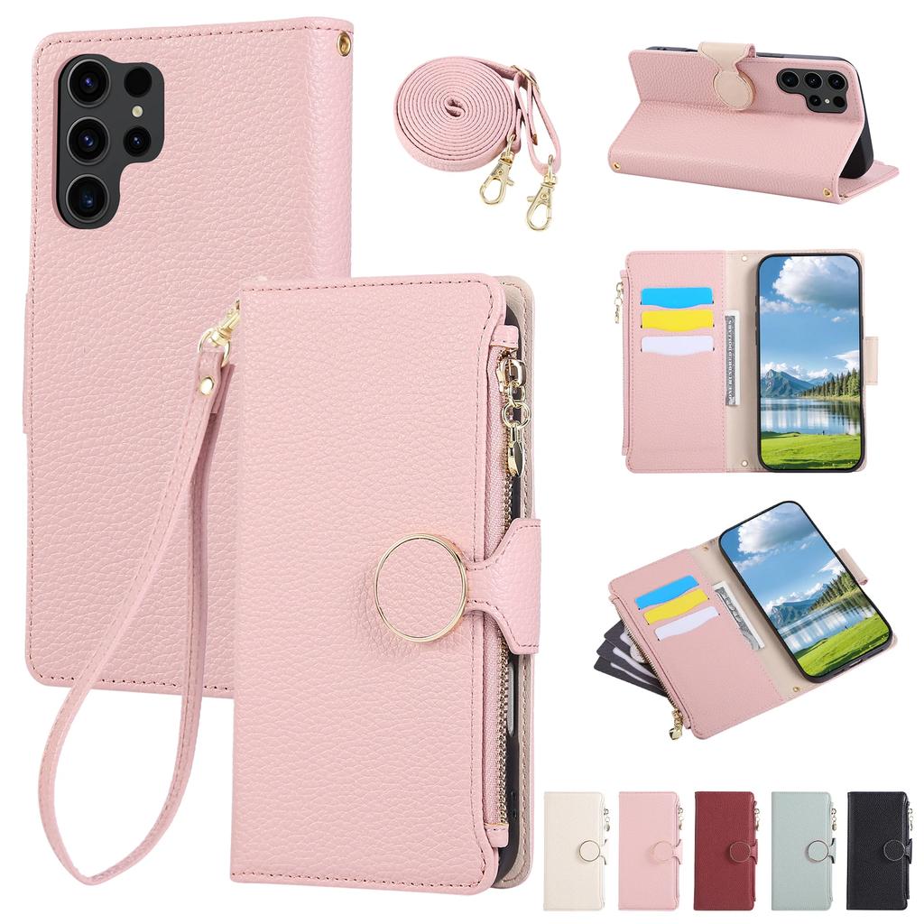 Phone Case for Samsung Galaxy S25 Edge S25 S24 S23 S21 FE S22  S20 Plus Note 20 Ultra Crossbody Cover Leather Lanyard Wallet