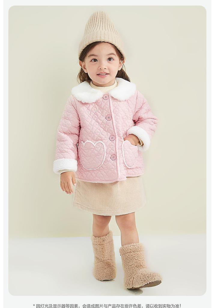 [Infused with velvet and heart-shaped cotton] Winter coat for infants and young girls, children's winter clothing, warm and thick top