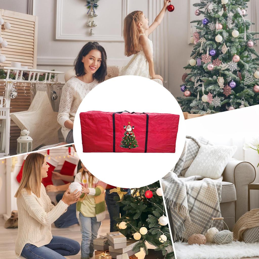 Christmas Decoration Storage Holiday Large Organizer Tote Christmas Wreath Red Storage Bag For Under Bed Bedroom Attic Basement