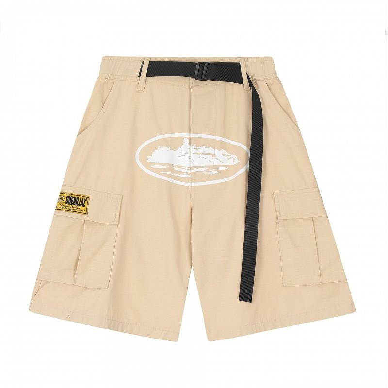 Corteiz Streetwear Short Pants Men Women Alcatraz Ship Print Loose Fit Cotton Shorts