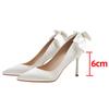 Fashion Elegant Satin Bowknot High Heels Pumps for Women Sexy Pointed Toe Stiletto Heeled Red Bridal Wedding Shoes Woman White Pumps