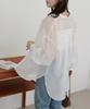 Sheer Band Collar Shirt Colors DCZ1041204A0001 Free Size Violet [Discoat] [Discoat] [Revival] (Web-Exclusive Available)