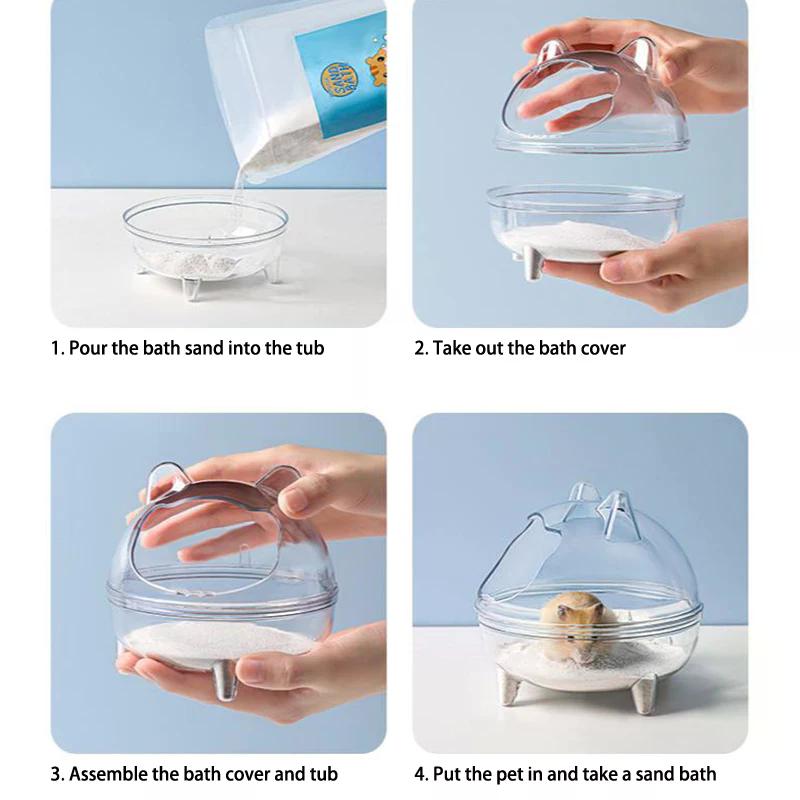 Hamster Transparent Bathroom Small Pet Sand Bath Cage Large Capacity Prevent Splash Bathing Transparent Shower Room Accessories