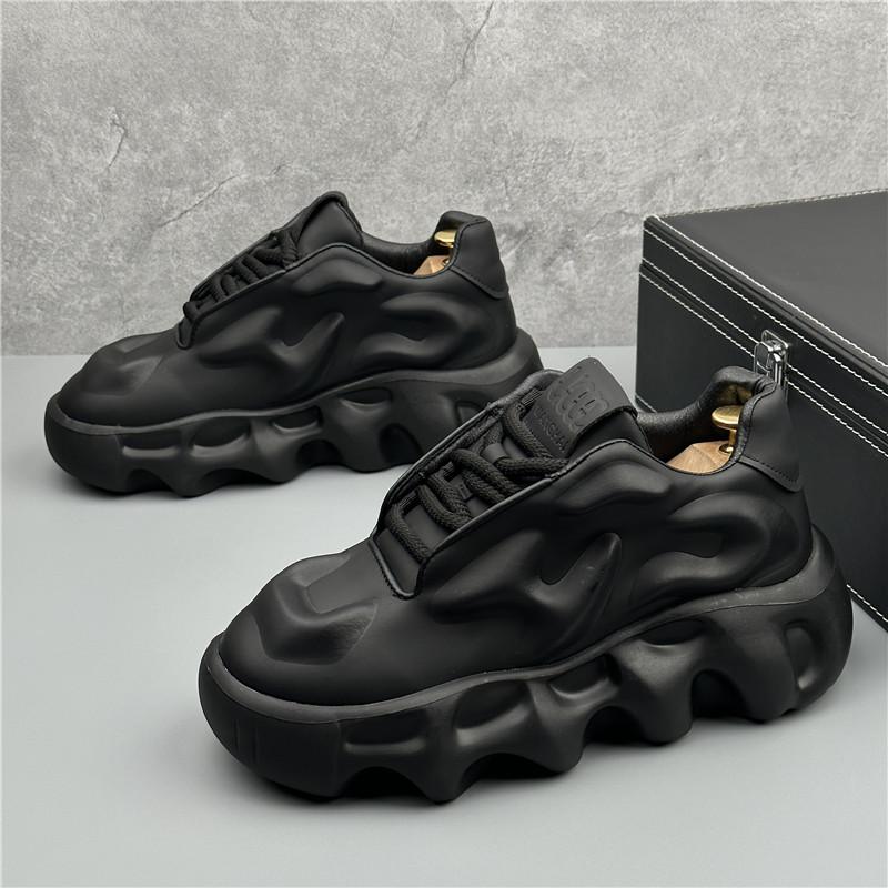 Fashion Trend High Tops New Designer Mens White Black Thick Soled All Match Shoes Mlae Causal Flats Moccasins Male Rock Walking Sneakers