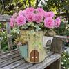 Youmei Wrought Iron Fairy Tale Castle Twin Flower Pots for Home and Garden Decoration