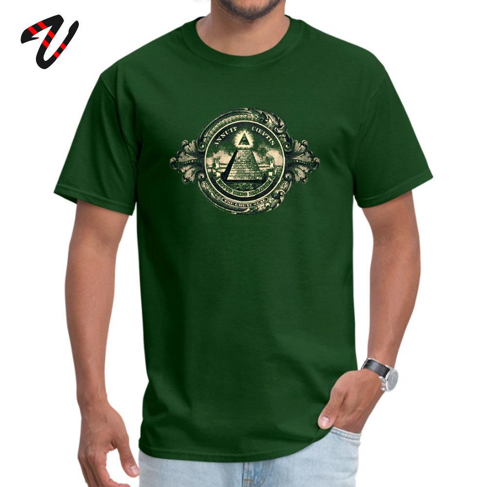 Oberteile Shirt Günstig O-Ausschnitt Individuell Kurzarm Laura Koi Mann T-Shirt Allsehendes Auge Pyramide Dollar Freimaurer Gott Bedrucktes T-Shirt