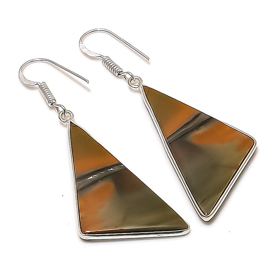 

Natural Polychrome Jasper Gemstone 925 Sterling Silver Earring 2.25 AE-11634