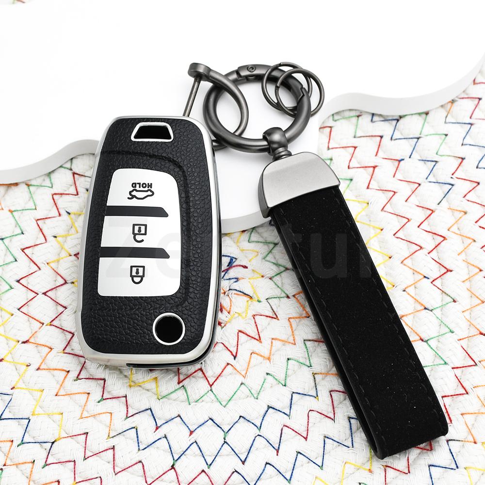 Auto Shell Keyless Leather Tpu Remote Key Fob Case Cover For Hyundai Genesis Ix35 I30 Sonata Tucson Verna Accent Venue Elantra