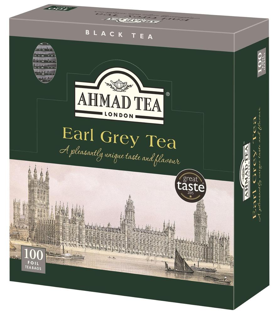 AHMAD TEA Earl Grey Tea Bags, 100 Tea Bags [British Brand, Individually Wrapped]