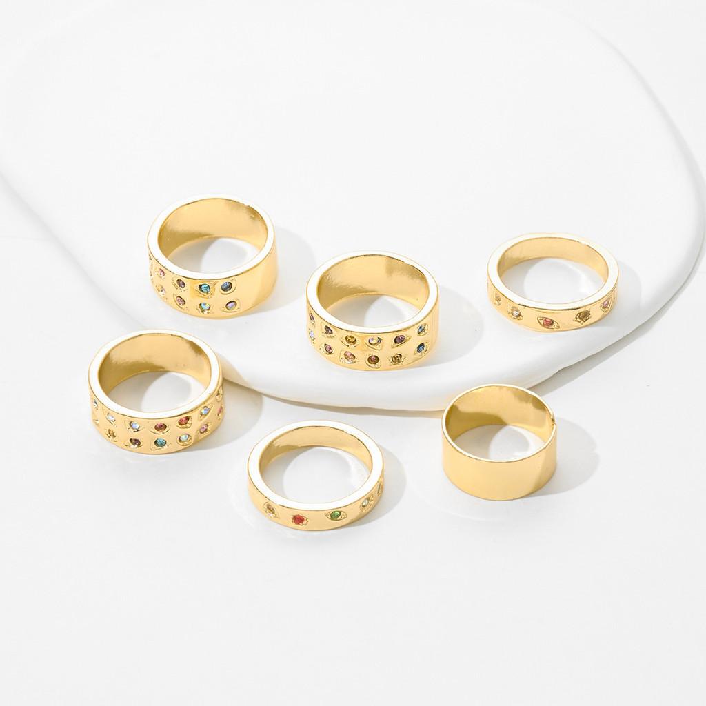 Retro Style Alloy Ring Pack With Electroplated Finish For Ladies Fashion Accessories