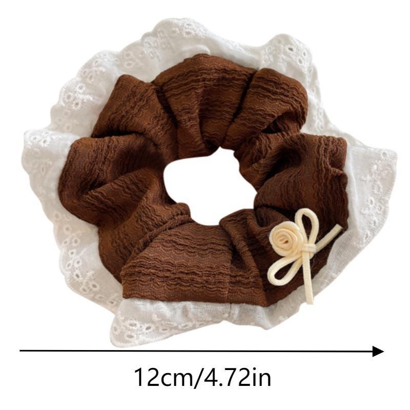 Fabric Lace Flower Edge Hair Ring Cute and Sweet Korean Style Scrunchie Hair Accessories