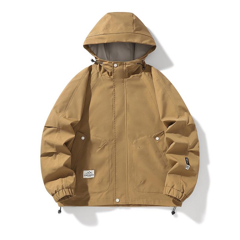 Spring and Autumn New Men's Jacket Men's Hooded Versatile Loose Workwear Casual Teen Solid Color Men's Jacket