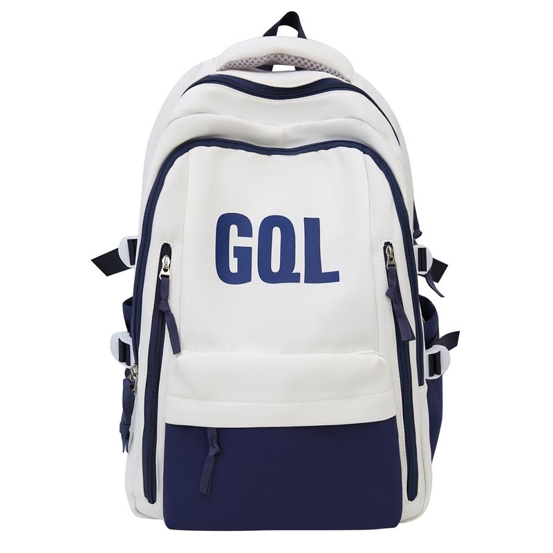 

Student Schoolbag Color Block Women s Large Capacity Backpack Computer Backpack for Men синій