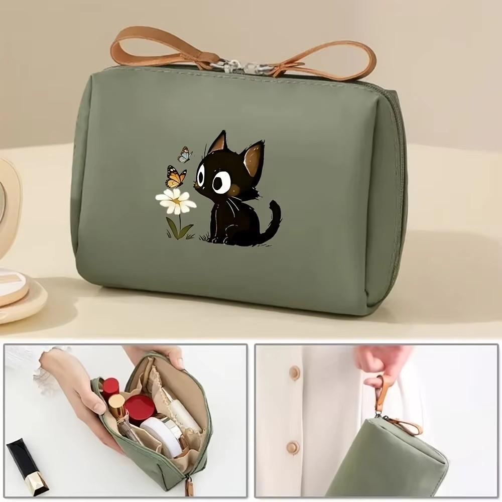 Cat Printed Cosmetic Pouch Portable Size Travel Pouch Simple Handbag For Women