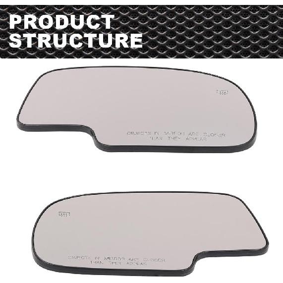 Mirror Glass Power Heated Compatible with 1999-2006 Chevy Silverado GMC Yukon Avalanche Driver & Passenger Side Mirror Glass Set